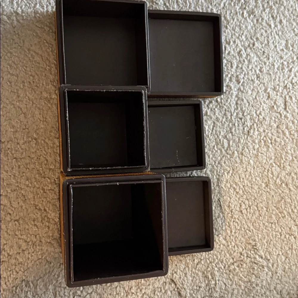Woven Tan Storage Boxes set from Restoration hardware (tall, medium and short)